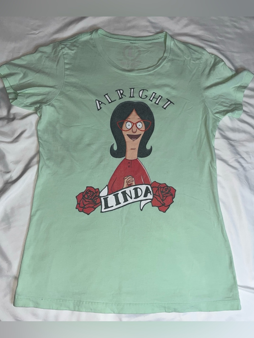 Teepublic Bob's Burgers Linda Belcher Alright T-Shirt Womens Large Mint Green